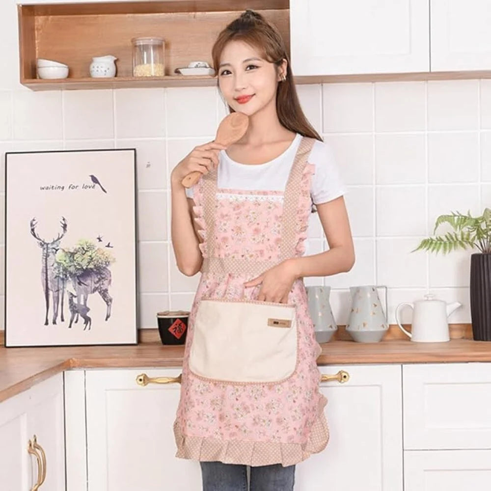 Blumenmuster Küchenschürze | Verstellbare Schürze für Schutz beim Kochen 7