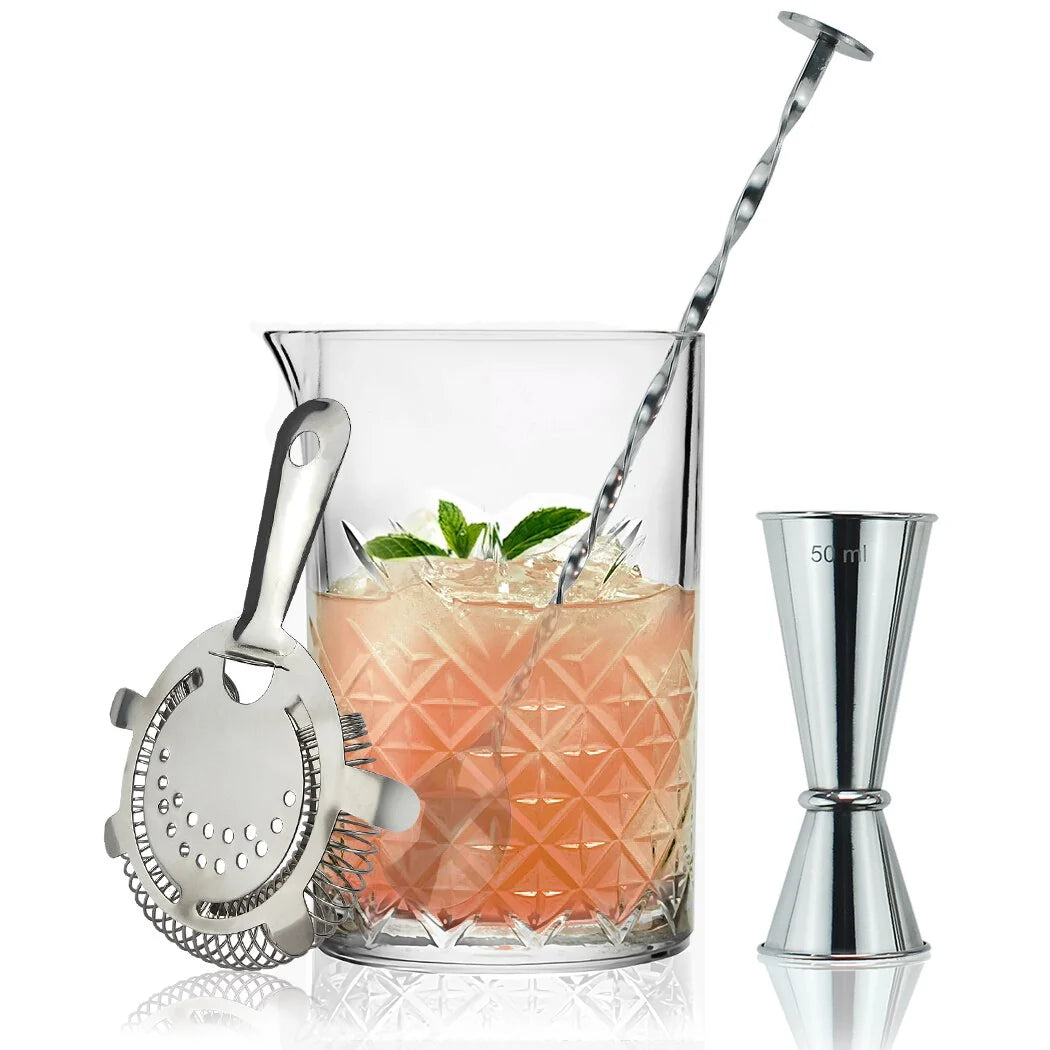 Cocktailsset | 4-teiliges Cocktail-Rührglas-Set mit Edelstahl-Jigger | Elegantes Mixset für Perfekte Drinks 3