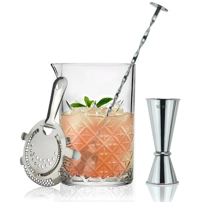 Cocktailsset | 4-teiliges Cocktail-Rührglas-Set mit Edelstahl-Jigger | Elegantes Mixset für Perfekte Drinks 3
