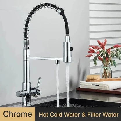 Elegante 3-Wege-Küchenarmatur mit Ausziehbrause für Heißes, Kaltes und Gereinigtes Wasser 10