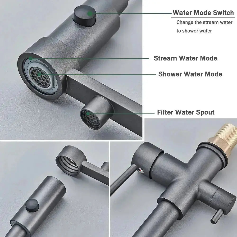 Elegante 3-Wege-Küchenarmatur mit Ausziehbrause für Heißes, Kaltes und Gereinigtes Wasser 6