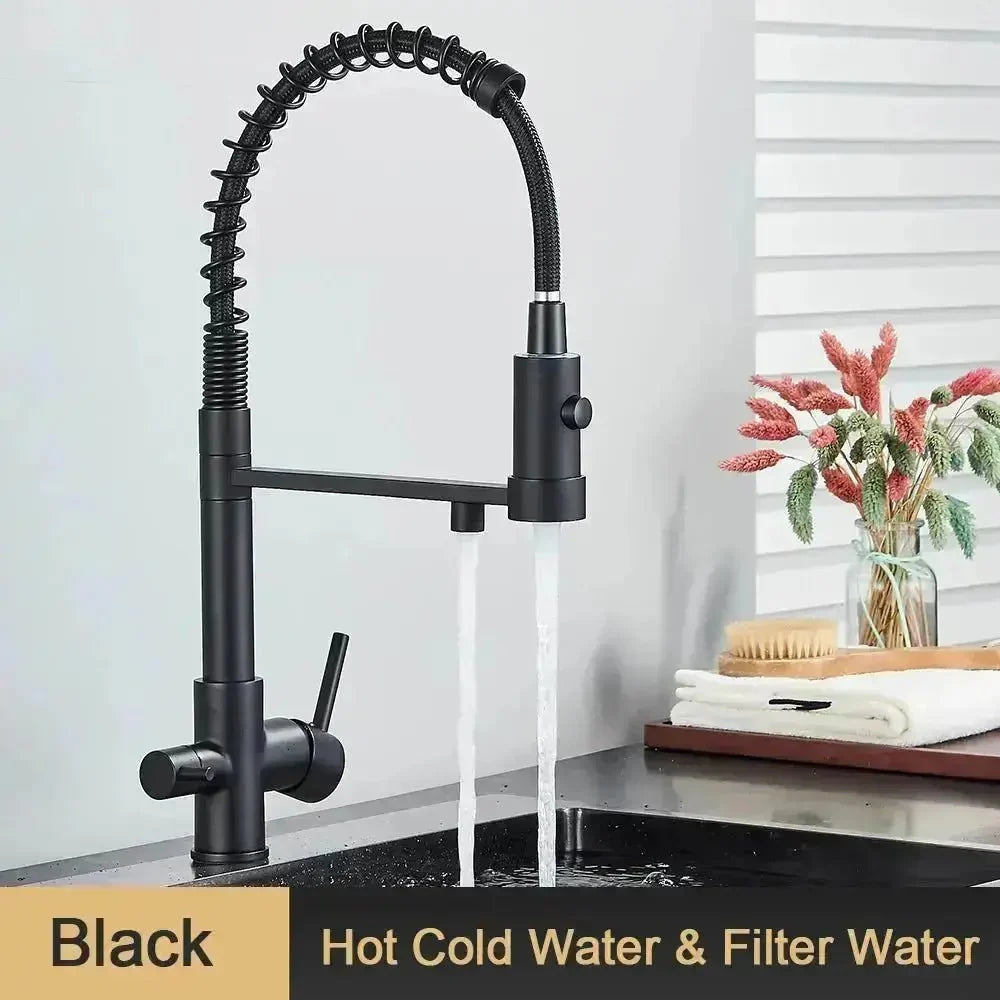 Elegante 3-Wege-Küchenarmatur mit Ausziehbrause für Heißes, Kaltes und Gereinigtes Wasser 9