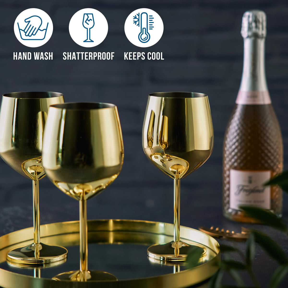Elegante Edelstahl-Weingläser in Gold mit Bruchsicherem Design | Stilvolle Getränke für jeden Anlass 4