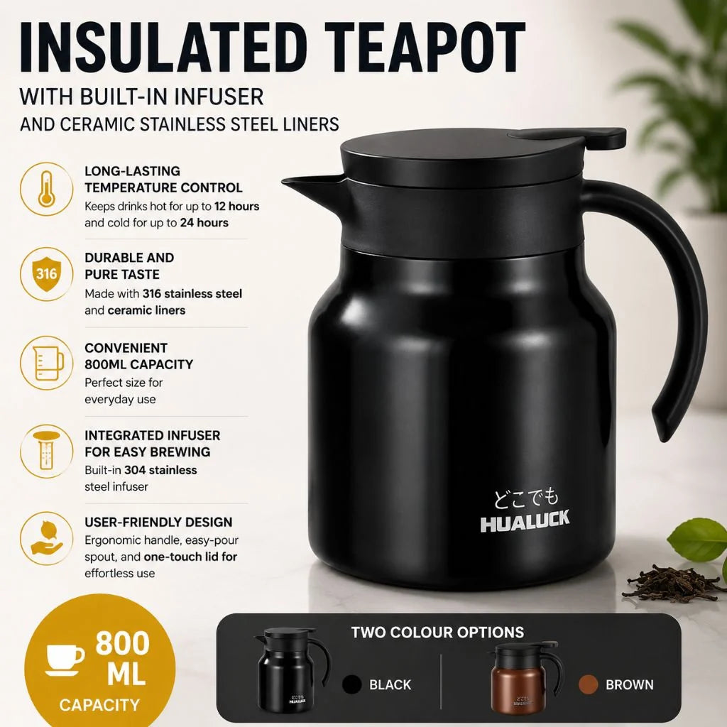 Elegante Teekanne | Isolierte Teekanne mit Integriertem Teesieb | 800 ml für Perfekte Temperaturkontrolle 3