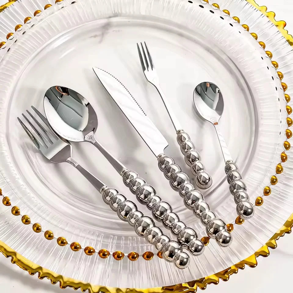 Elegantes Besteckset | Edelstahl mit Perlgriff für stilvolle Anlässe 6