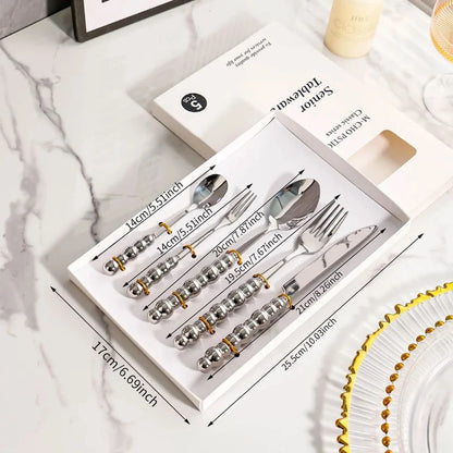 Elegantes Besteckset | Edelstahl mit Perlgriff für stilvolle Anlässe 8