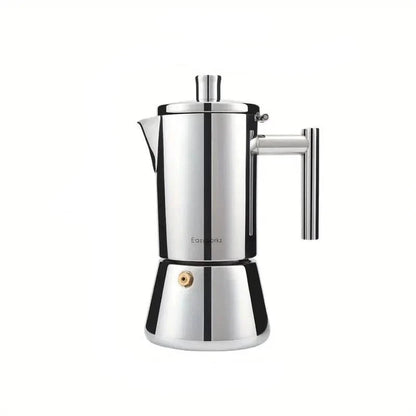 Italienische Moka-Kanne | Edelstahl-Design mit hitzebeständigem Griff | Perfekte Kaffeezubereitung für Zuhause 0