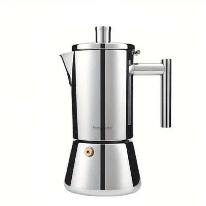 Italienische Moka-Kanne | Edelstahl-Design mit hitzebeständigem Griff | Perfekte Kaffeezubereitung für Zuhause 1