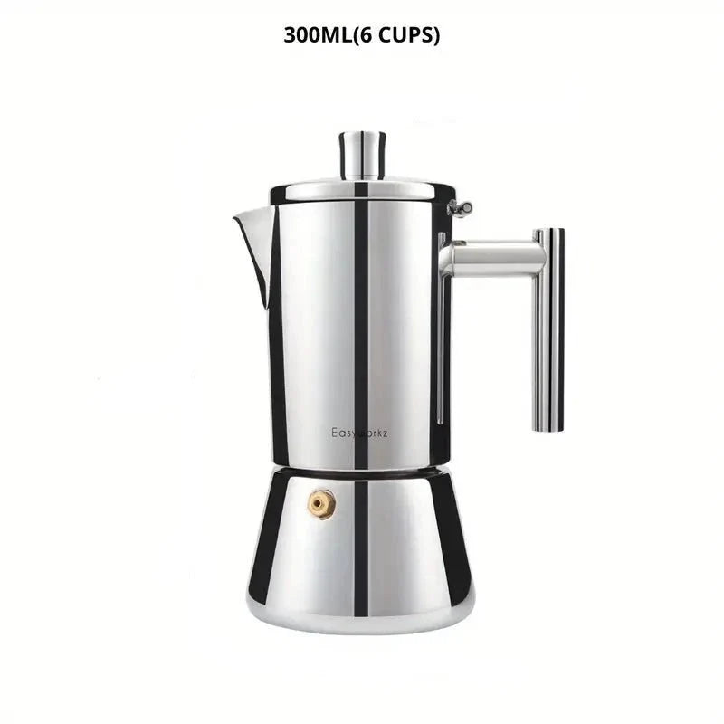 Italienische Moka-Kanne | Edelstahl-Design mit hitzebeständigem Griff | Perfekte Kaffeezubereitung für Zuhause 5