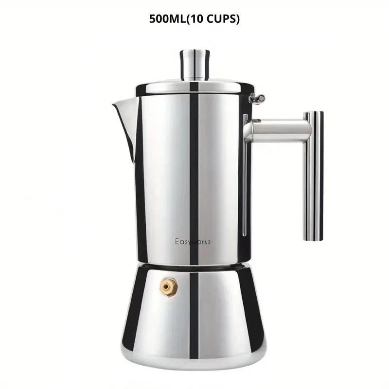 Italienische Moka-Kanne | Edelstahl-Design mit hitzebeständigem Griff | Perfekte Kaffeezubereitung für Zuhause 6