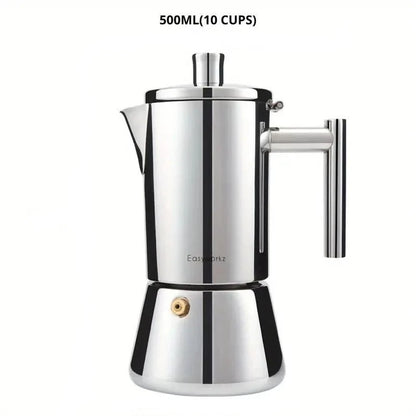 Italienische Moka-Kanne | Edelstahl-Design mit hitzebeständigem Griff | Perfekte Kaffeezubereitung für Zuhause 6