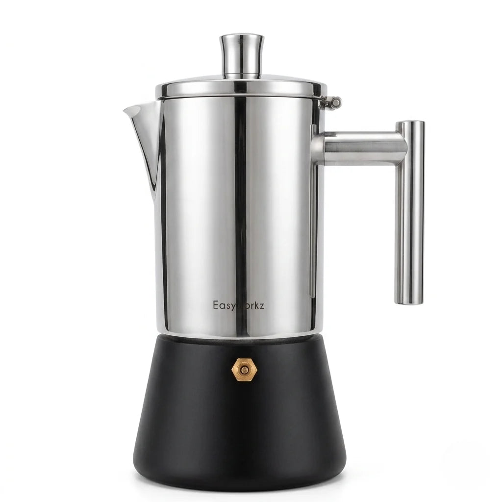 Italienische Moka-Kanne | Edelstahl-Design mit hitzebeständigem Griff | Perfekte Kaffeezubereitung für Zuhause 7