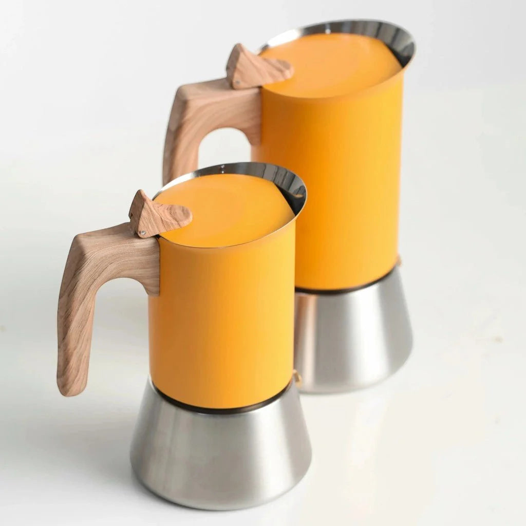 Kaffeegenuss | Induktions-Mokakanne aus Edelstahl mit Holzgriff | Stilvolles nordisches Design für aromatischen Espresso 3