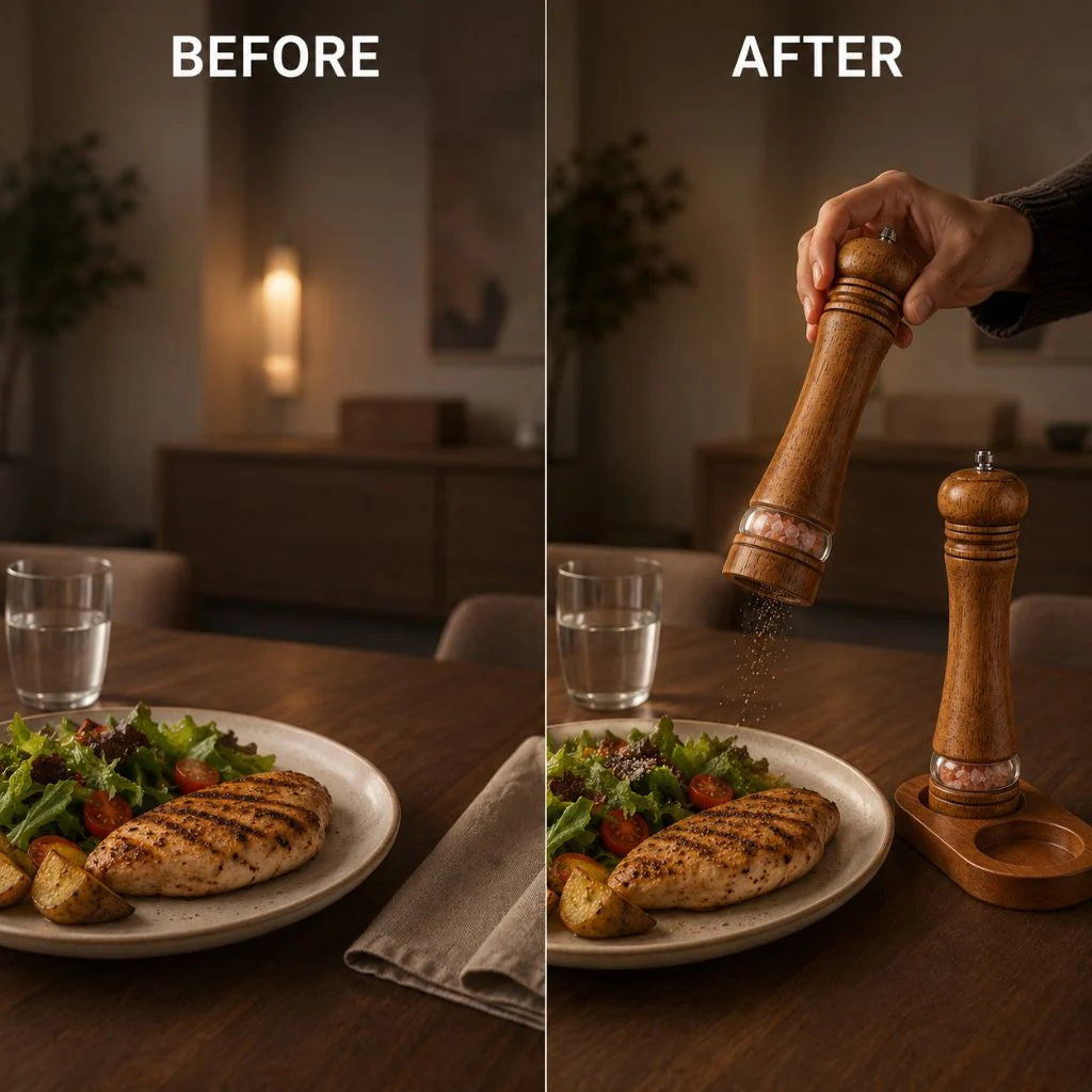 Klassische Gewürzmühle aus Holz mit Einstellbarem Mahlgrad | Zeitloses Design für Perfekte Würze 5