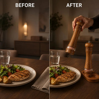 Klassische Gewürzmühle aus Holz mit Einstellbarem Mahlgrad | Zeitloses Design für Perfekte Würze 5