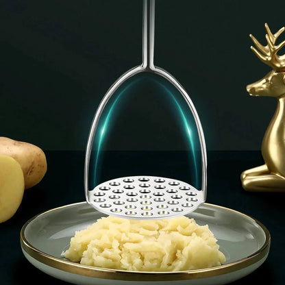 Küchenhelfer | Edelstahl Kartoffelstampfer mit Ergonomischem Holzgriff | Robuste Konstruktion für Einfaches Pürieren 2