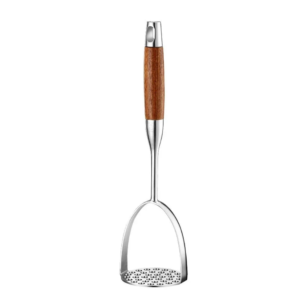 Küchenhelfer | Edelstahl Kartoffelstampfer mit Ergonomischem Holzgriff | Robuste Konstruktion für Einfaches Pürieren 5