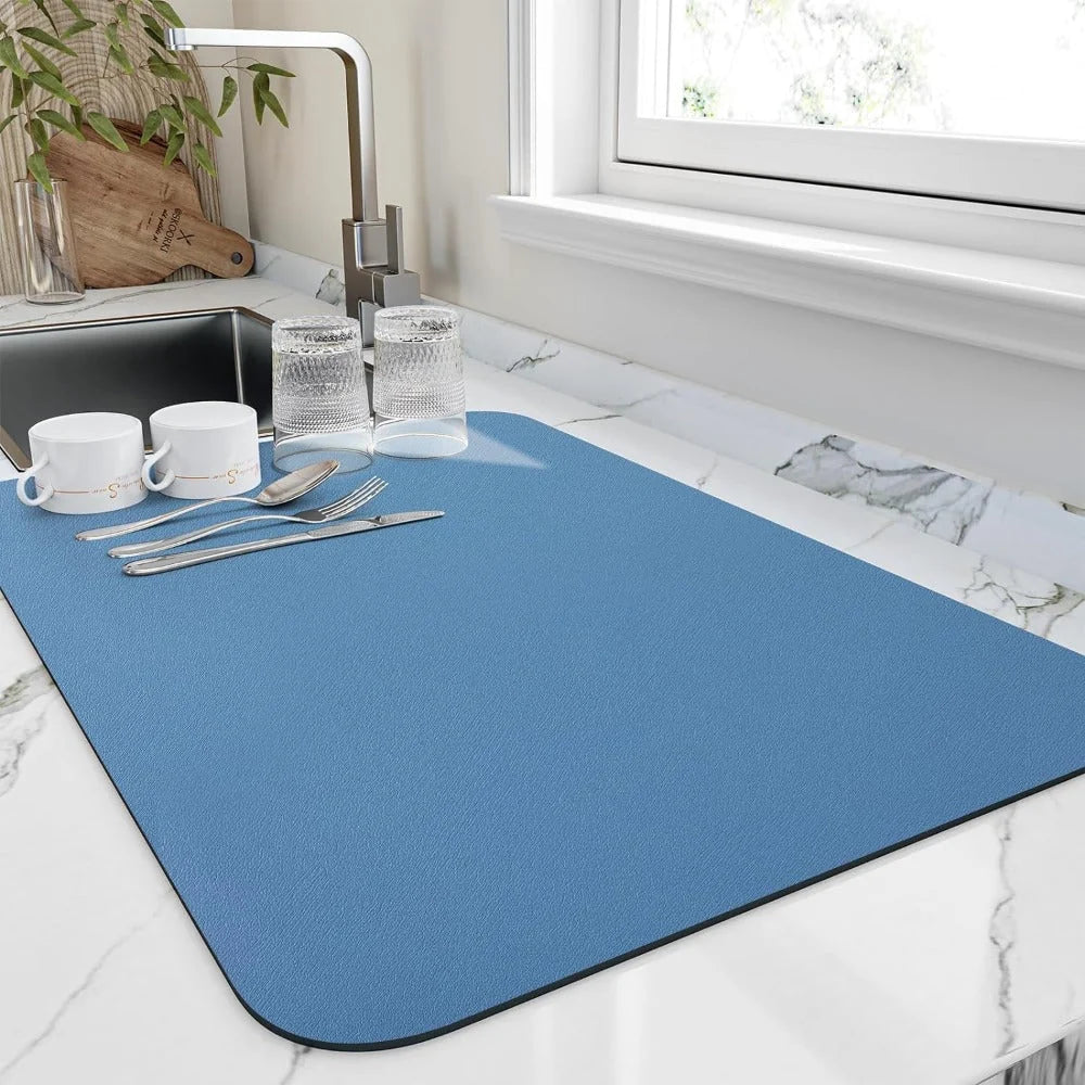 Küchenhelfer | Geschirrtrockenmatte aus Diatomit mit Schnelltrocknender Funktion | Platzsparendes Design für Saubere Küche 3