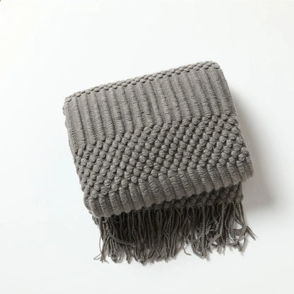 Kuscheldecke | Einfarbige Strickdecke mit Geometrischem Design | Vielseitige Wolldecke für Komfort und Stil 10