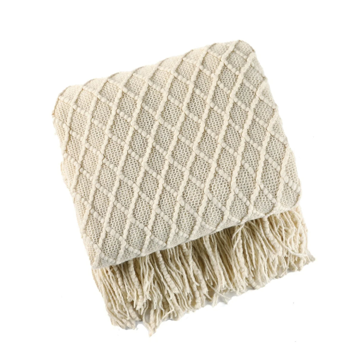 Kuscheldecke | Einfarbige Strickdecke mit Geometrischem Design | Vielseitige Wolldecke für Komfort und Stil 12