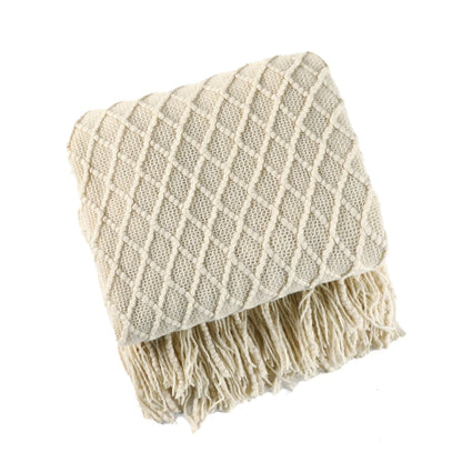 Kuscheldecke | Einfarbige Strickdecke mit Geometrischem Design | Vielseitige Wolldecke für Komfort und Stil 12