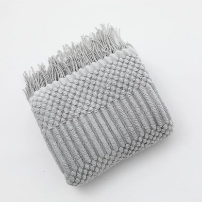 Kuscheldecke | Einfarbige Strickdecke mit Geometrischem Design | Vielseitige Wolldecke für Komfort und Stil 18