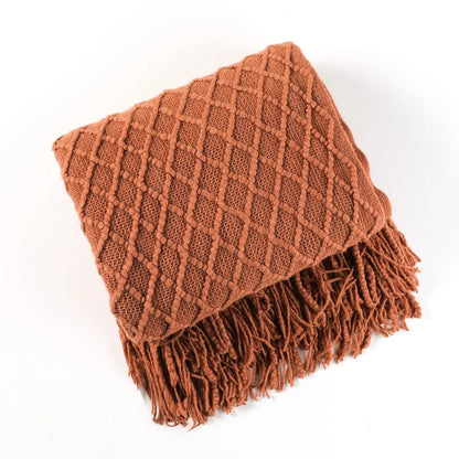 Kuscheldecke | Einfarbige Strickdecke mit Geometrischem Design | Vielseitige Wolldecke für Komfort und Stil 19