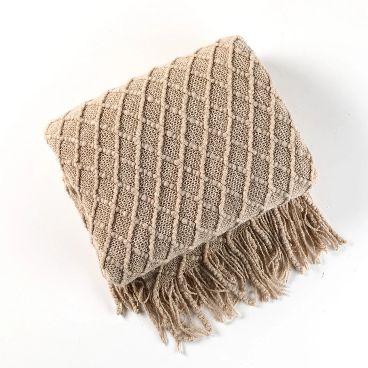 Kuscheldecke | Einfarbige Strickdecke mit Geometrischem Design | Vielseitige Wolldecke für Komfort und Stil 21