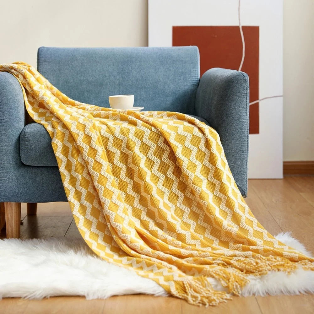 Kuscheldecke | Einfarbige Strickdecke mit Geometrischem Design | Vielseitige Wolldecke für Komfort und Stil 22
