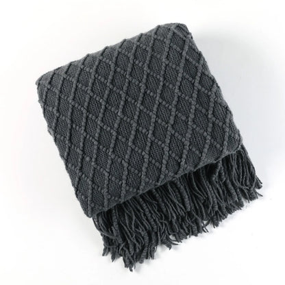 Kuscheldecke | Einfarbige Strickdecke mit Geometrischem Design | Vielseitige Wolldecke für Komfort und Stil 24