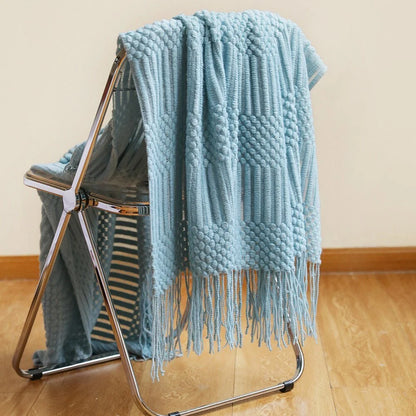Kuscheldecke | Einfarbige Strickdecke mit Geometrischem Design | Vielseitige Wolldecke für Komfort und Stil 25
