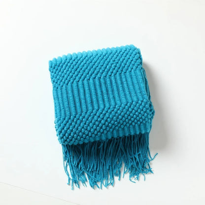 Kuscheldecke | Einfarbige Strickdecke mit Geometrischem Design | Vielseitige Wolldecke für Komfort und Stil 29