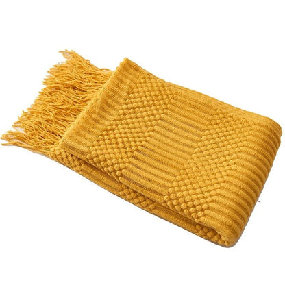 Kuscheldecke | Einfarbige Strickdecke mit Geometrischem Design | Vielseitige Wolldecke für Komfort und Stil 6