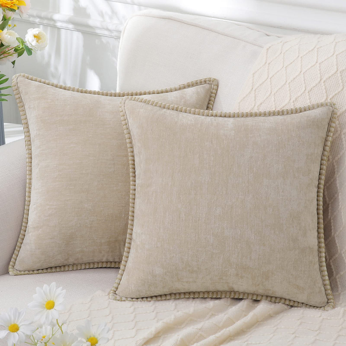 Luxuriöses Chenille-Zierkissen mit samtiger Textur | Vielseitige Farben und Größen für elegantes Wohnen 5