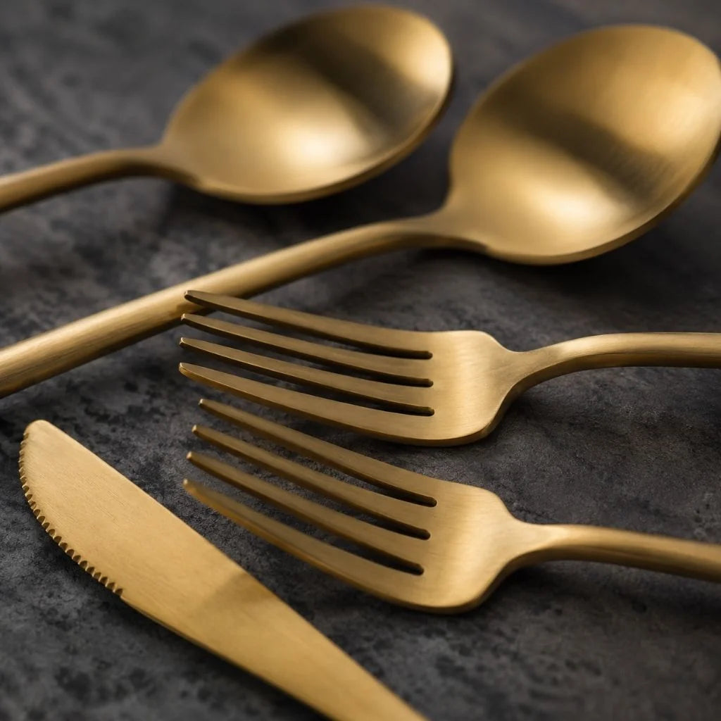 Minimalistisches Edelstahl-Besteckset | 30-teiliges Set mit 5 Gedecken für elegantes Essen 6