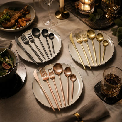 Minimalistisches Edelstahl-Besteckset | 30-teiliges Set mit 5 Gedecken für elegantes Essen 8