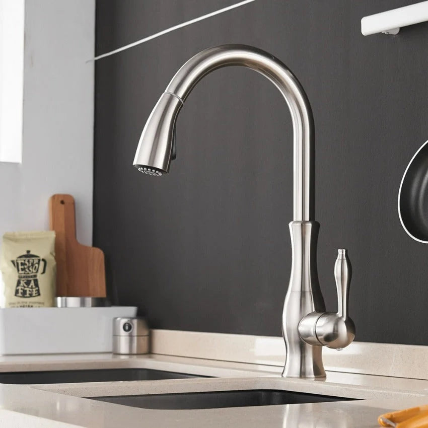 Moderne Küchenarmatur | Wasserhahn für Küche mit 360° Schwenkfunktion | Edelstahl Design für Flexible Nutzung 0