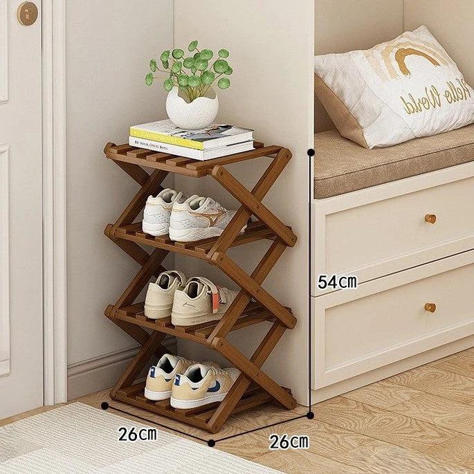 Modulares Schuhregal aus Bambus | Zickzack-Design für Platzsparende Aufbewahrung | Modernes Schuhgestell für Stil und Funktionalität 3