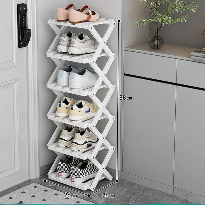 Modulares Schuhregal aus Bambus | Zickzack-Design für Platzsparende Aufbewahrung | Modernes Schuhgestell für Stil und Funktionalität 7