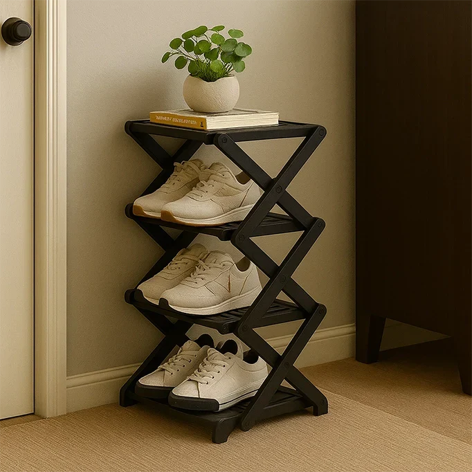 Modulares Schuhregal aus Bambus | Zickzack-Design für Platzsparende Aufbewahrung | Modernes Schuhgestell für Stil und Funktionalität 9