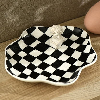 Nordische Keramik | Aufbewahrungsschale mit Modernem Karomuster | Stilvolles Design für Elegante Organisation 3