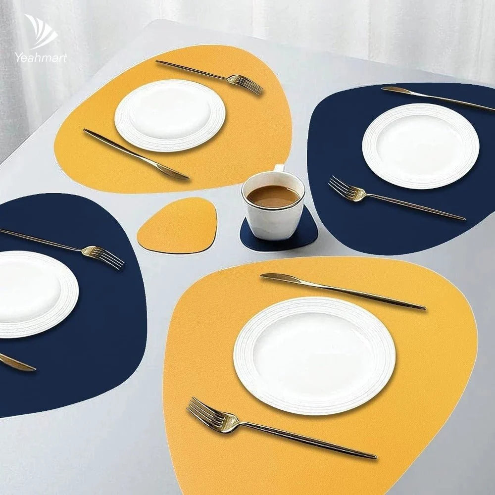 Ökologisches Leder Tischset | Abwaschbare Tischsets mit Wendbarem Design | Praktisch für Stilvolle Essbereiche 1