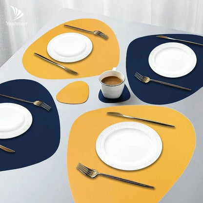 Ökologisches Leder Tischset | Abwaschbare Tischsets mit Wendbarem Design | Praktisch für Stilvolle Essbereiche 1