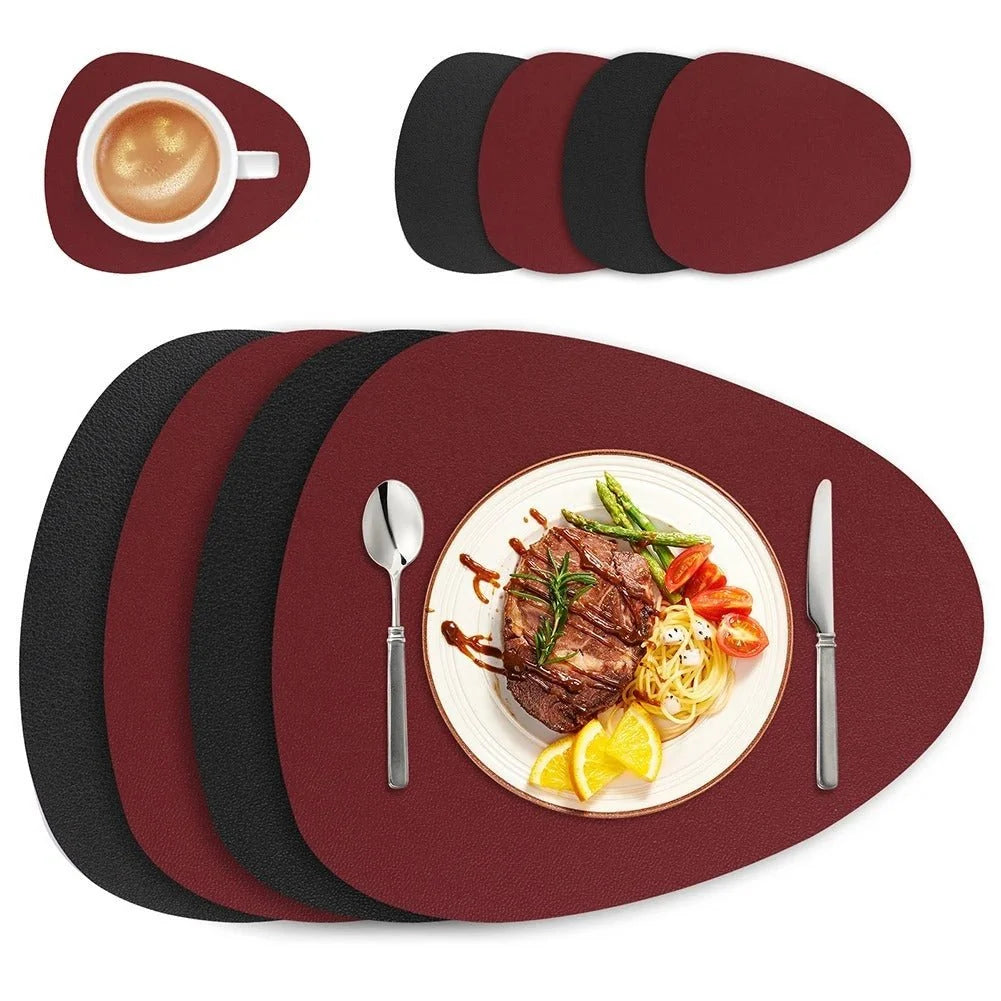 Ökologisches Leder Tischset | Abwaschbare Tischsets mit Wendbarem Design | Praktisch für Stilvolle Essbereiche 11