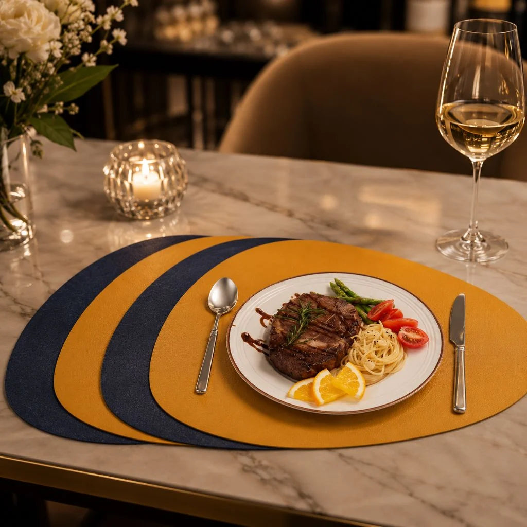 Ökologisches Leder Tischset | Abwaschbare Tischsets mit Wendbarem Design | Praktisch für Stilvolle Essbereiche 2