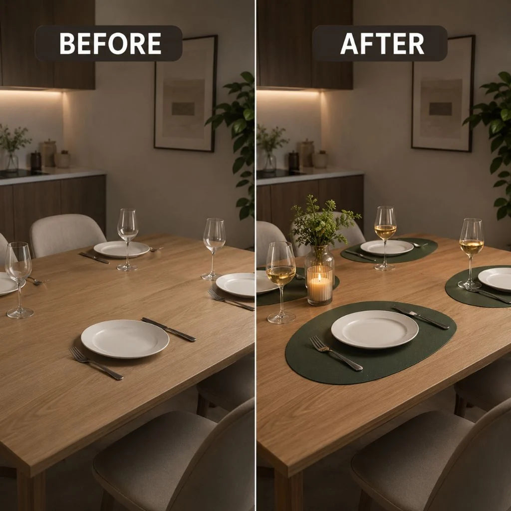 Ökologisches Leder Tischset | Abwaschbare Tischsets mit Wendbarem Design | Praktisch für Stilvolle Essbereiche 4