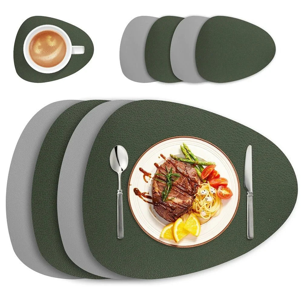 Ökologisches Leder Tischset | Abwaschbare Tischsets mit Wendbarem Design | Praktisch für Stilvolle Essbereiche 9