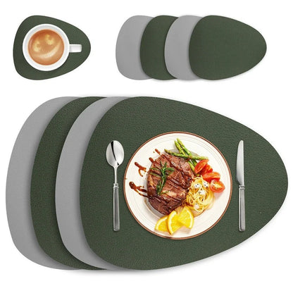Ökologisches Leder Tischset | Abwaschbare Tischsets mit Wendbarem Design | Praktisch für Stilvolle Essbereiche 9