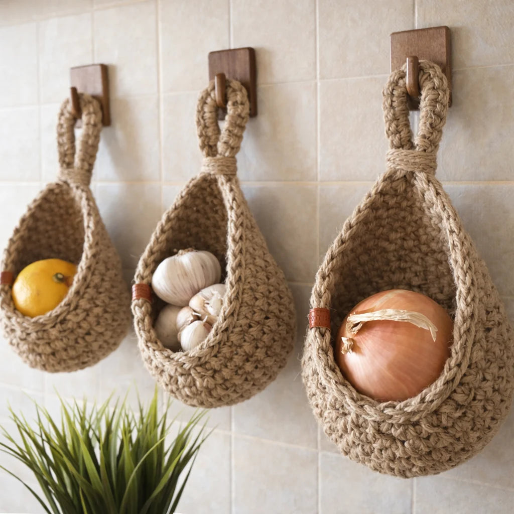Rustikaler Jute Hängekorb mit Atmungsaktivem Design | Ideal für Obst und Gemüse 1