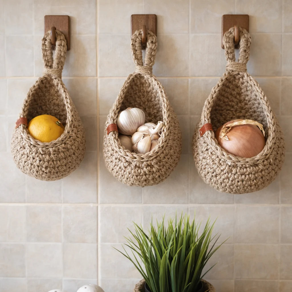 Rustikaler Jute Hängekorb mit Atmungsaktivem Design | Ideal für Obst und Gemüse 2